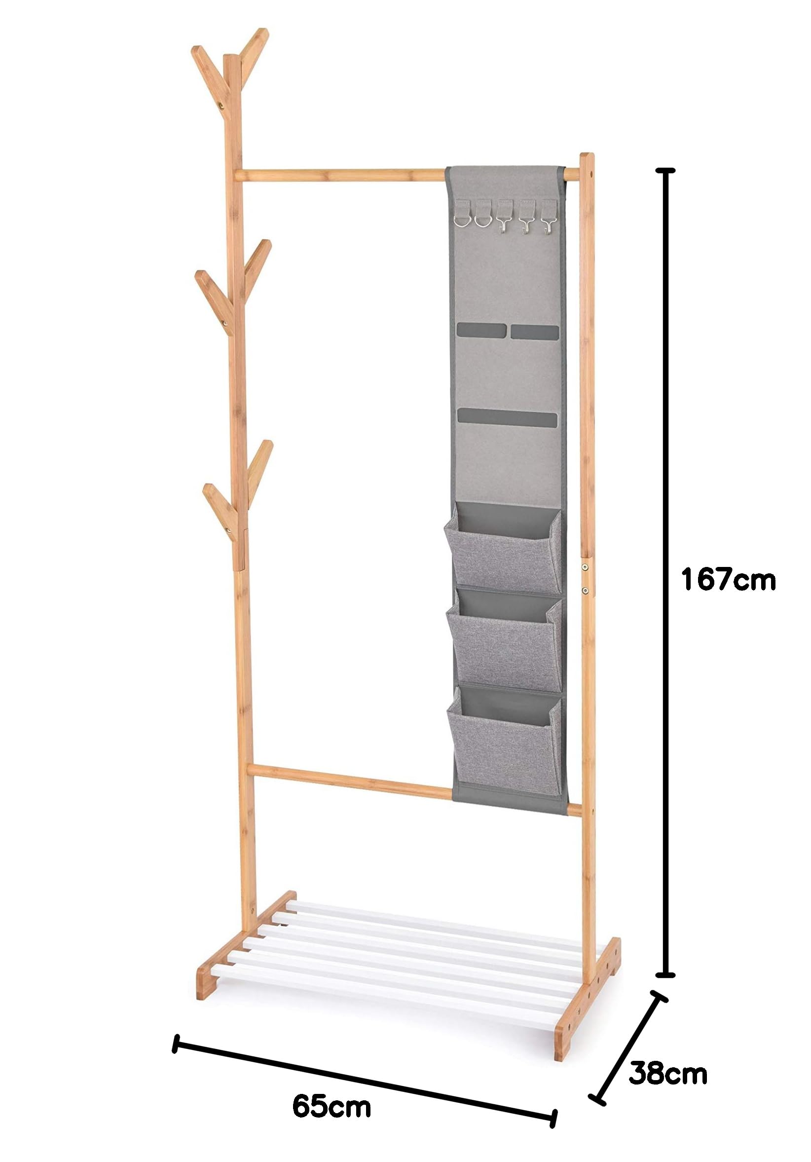 Domopak Living Stander Appendiabiti Bamboo 65x38x167 cm