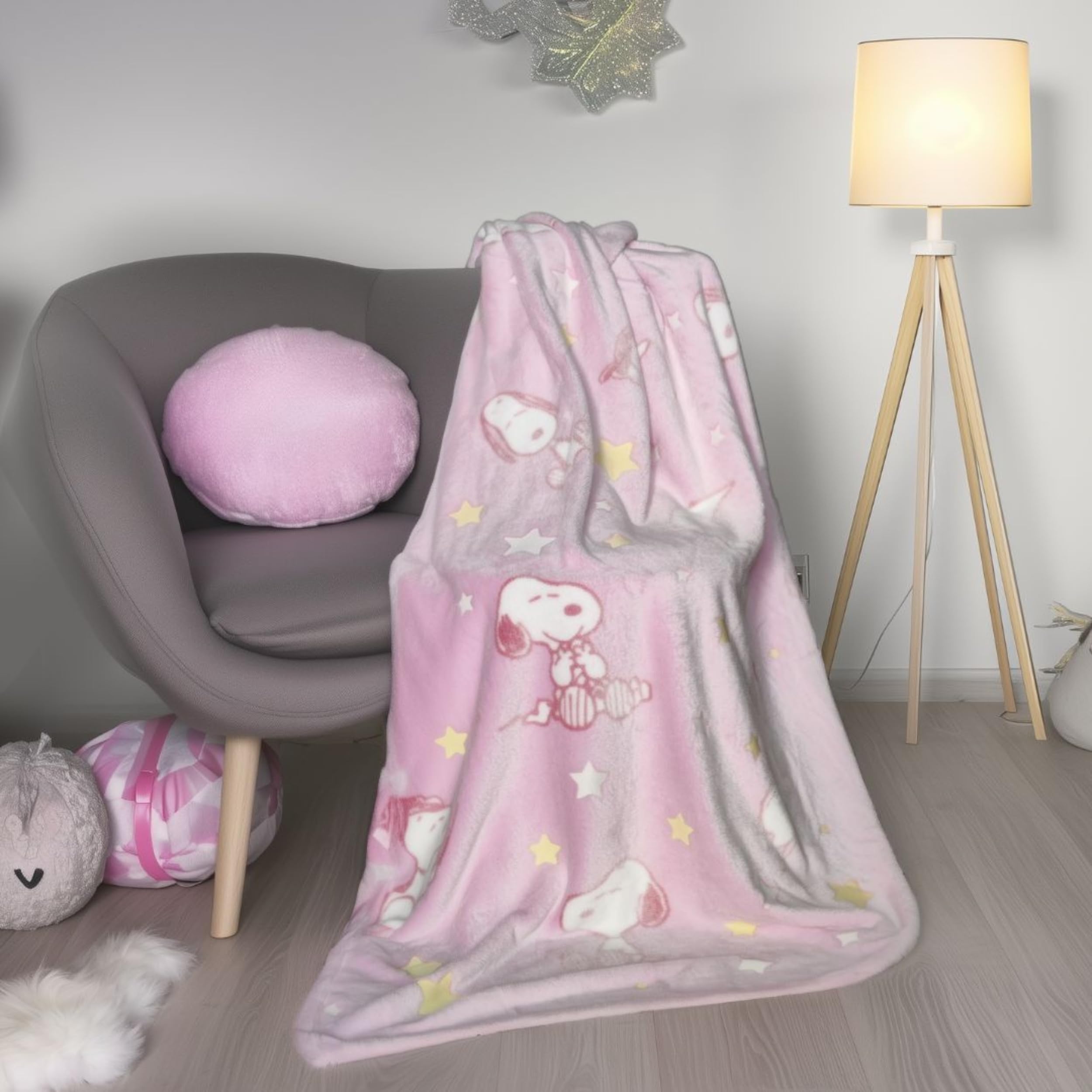 Lavatelli Kanguru Snoopy Glow plaid pile 130x150 cm rosa