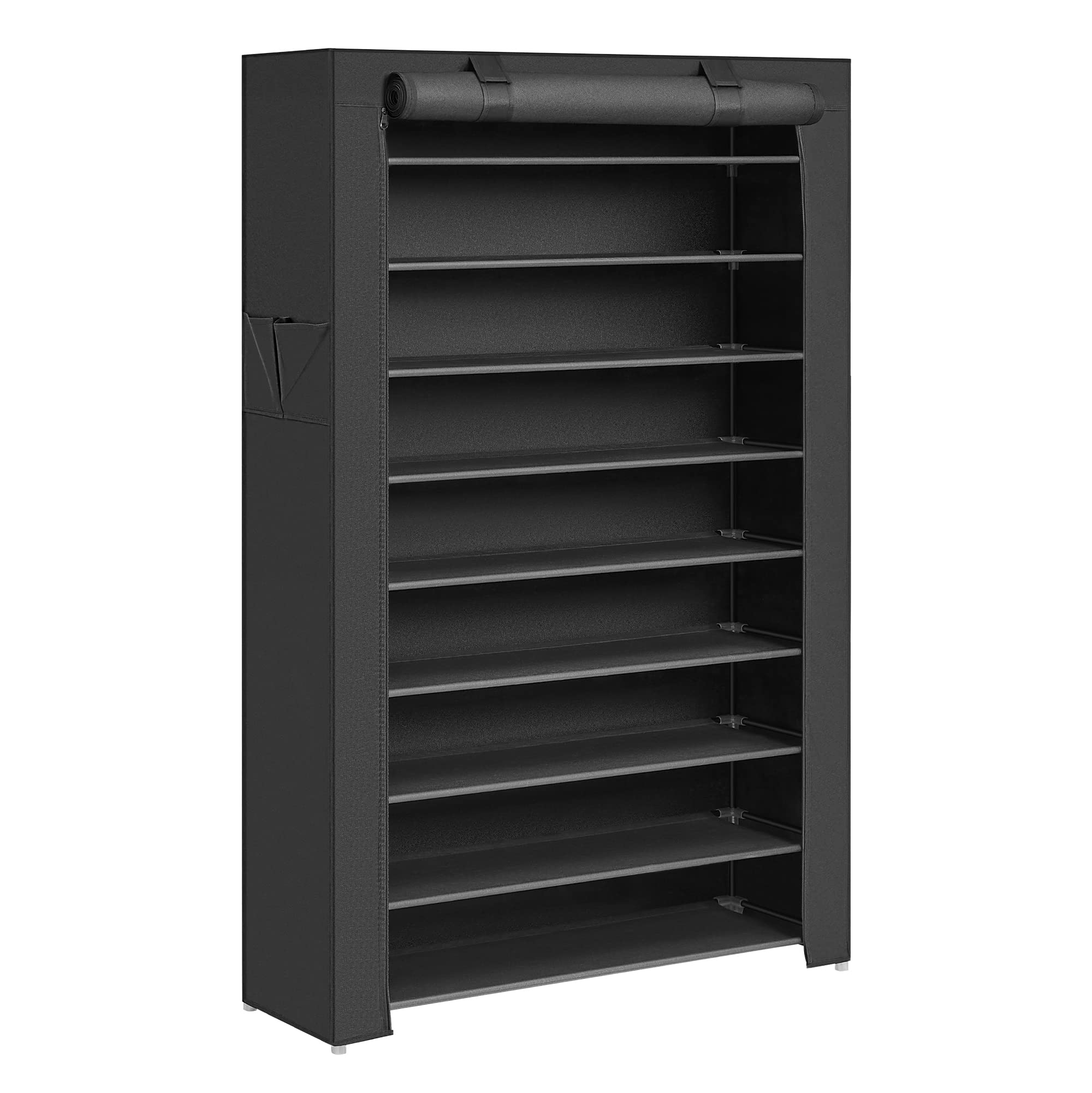 Songmics RXJ36HV1 Scarpiera 10 Ripiani Nera Tessuto Salvaspazio