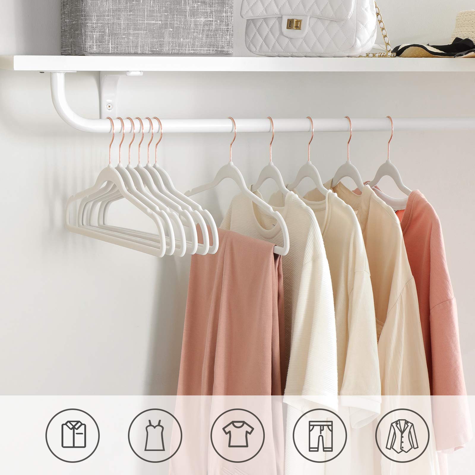 Songmics CRF026W30 grucce velluto 30 pezzi bianco oro rosa
