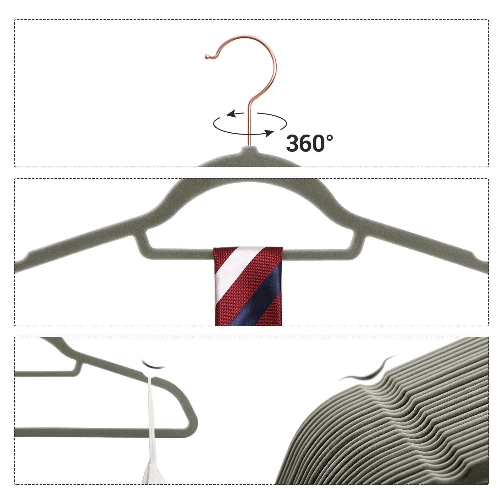 Songmics CRF21G30 grucce vellutate 30 pezzi grigio