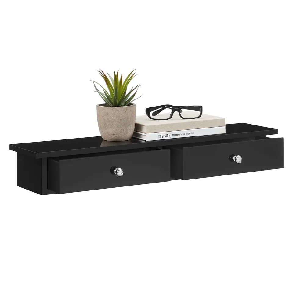 Songmics LWS065B01 Mensola Parete 2 Cassetti Marrone 65 cm
