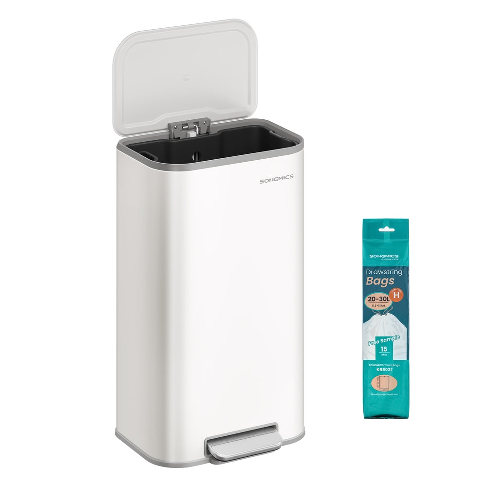 Songmics Pattumiera Cucina 30L Acciaio Inox con Coperchio