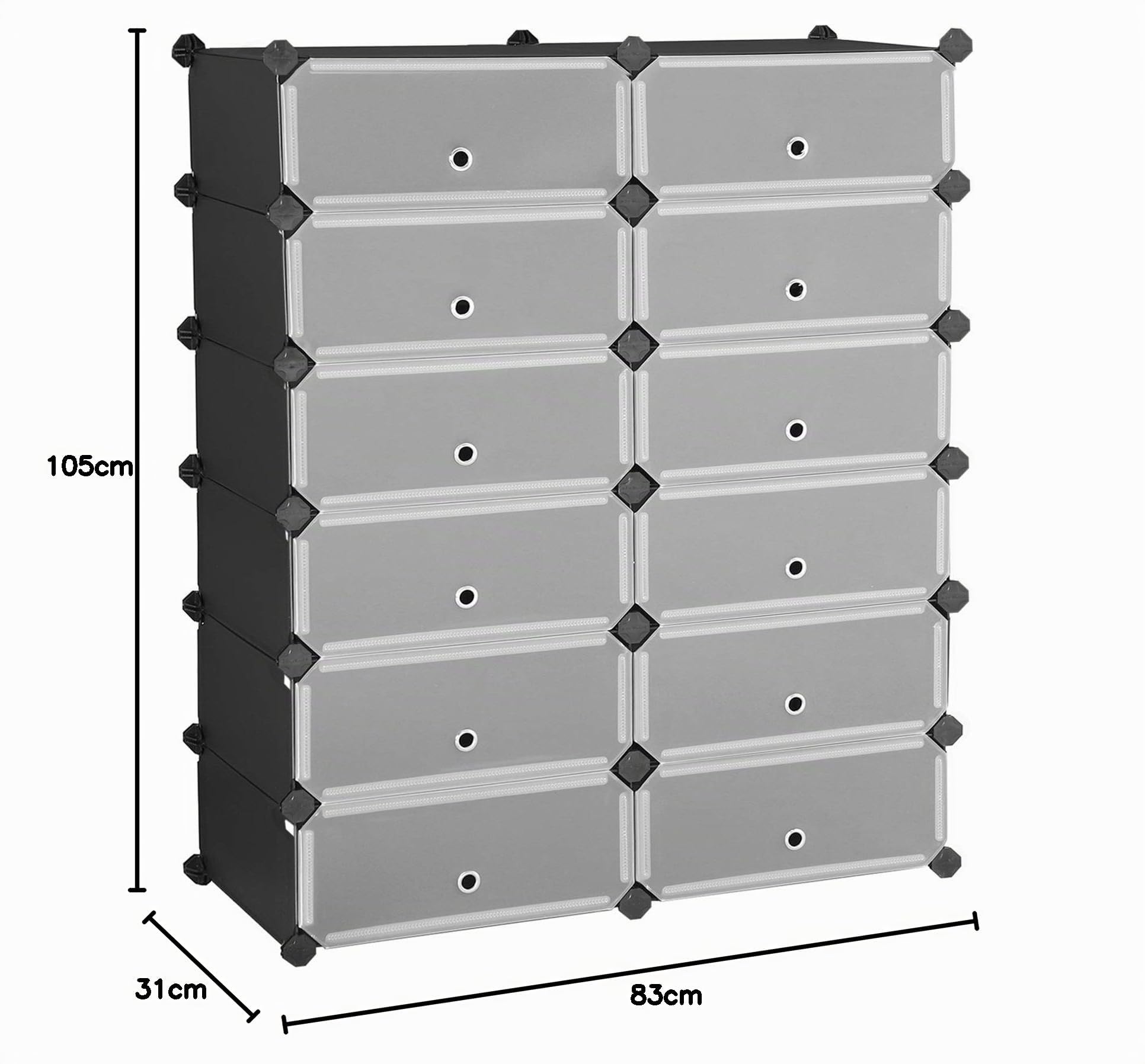 Songmics LPC26HV1 Scarpiera 12 Scomparti Nero