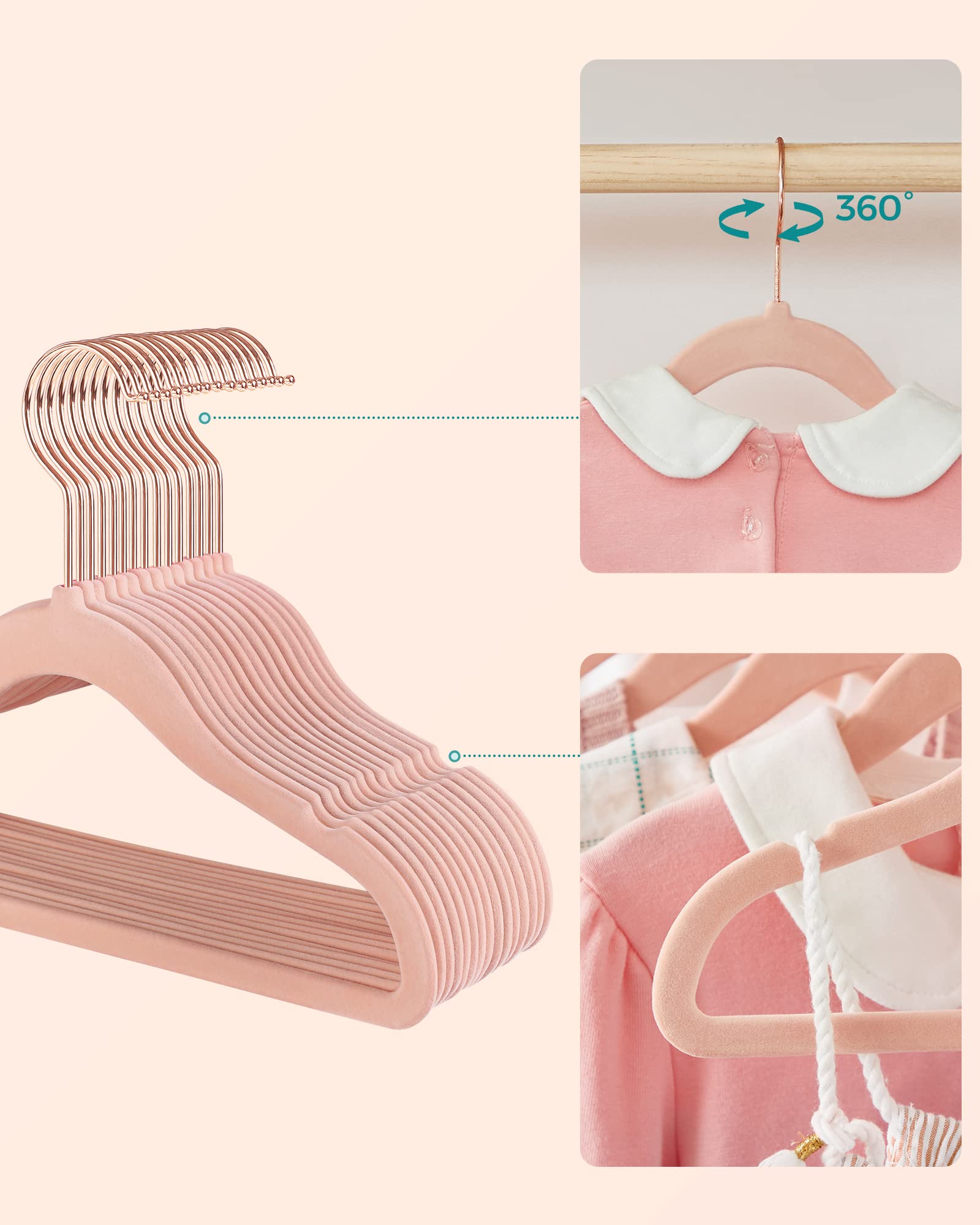 Songmics CRF027P01 Grucce Bambini Velluto Rosa 50 Pezzi Salvaspazio