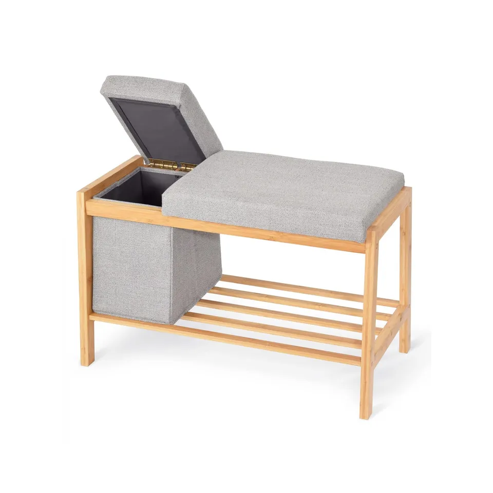 Domopak Living Panca Bambù Grigia 70,5x36x47,5 cm Vano