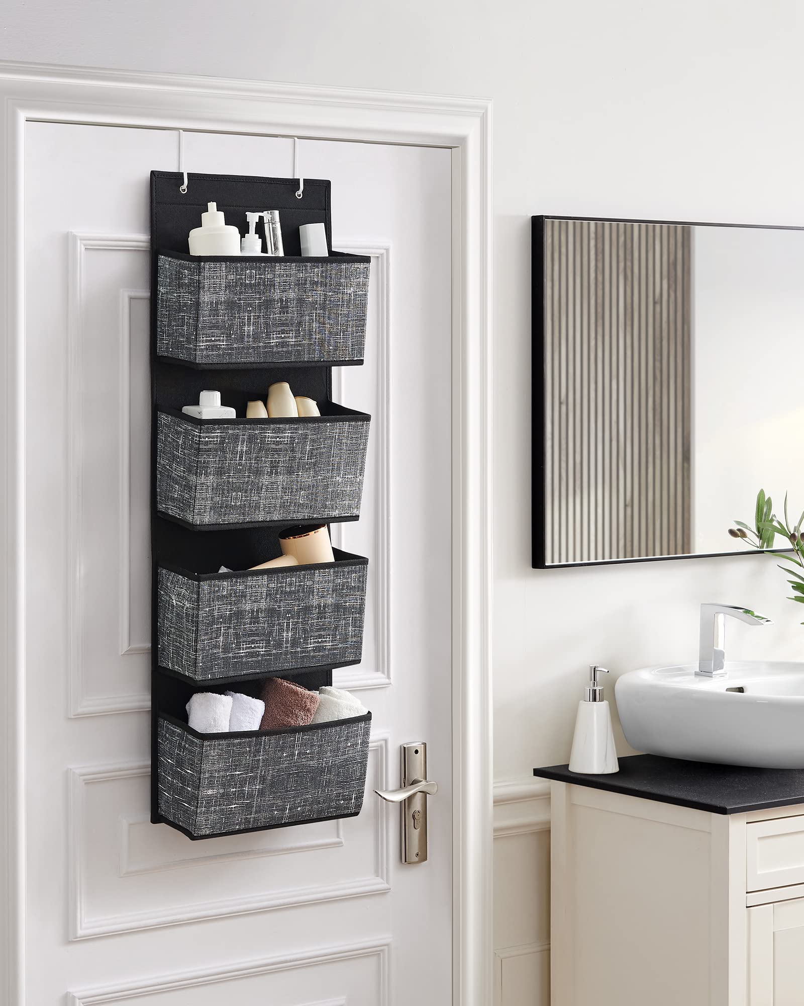 Songmics RDH004B11 Organizer Appeso 4 Ripiani Nero 100 cm