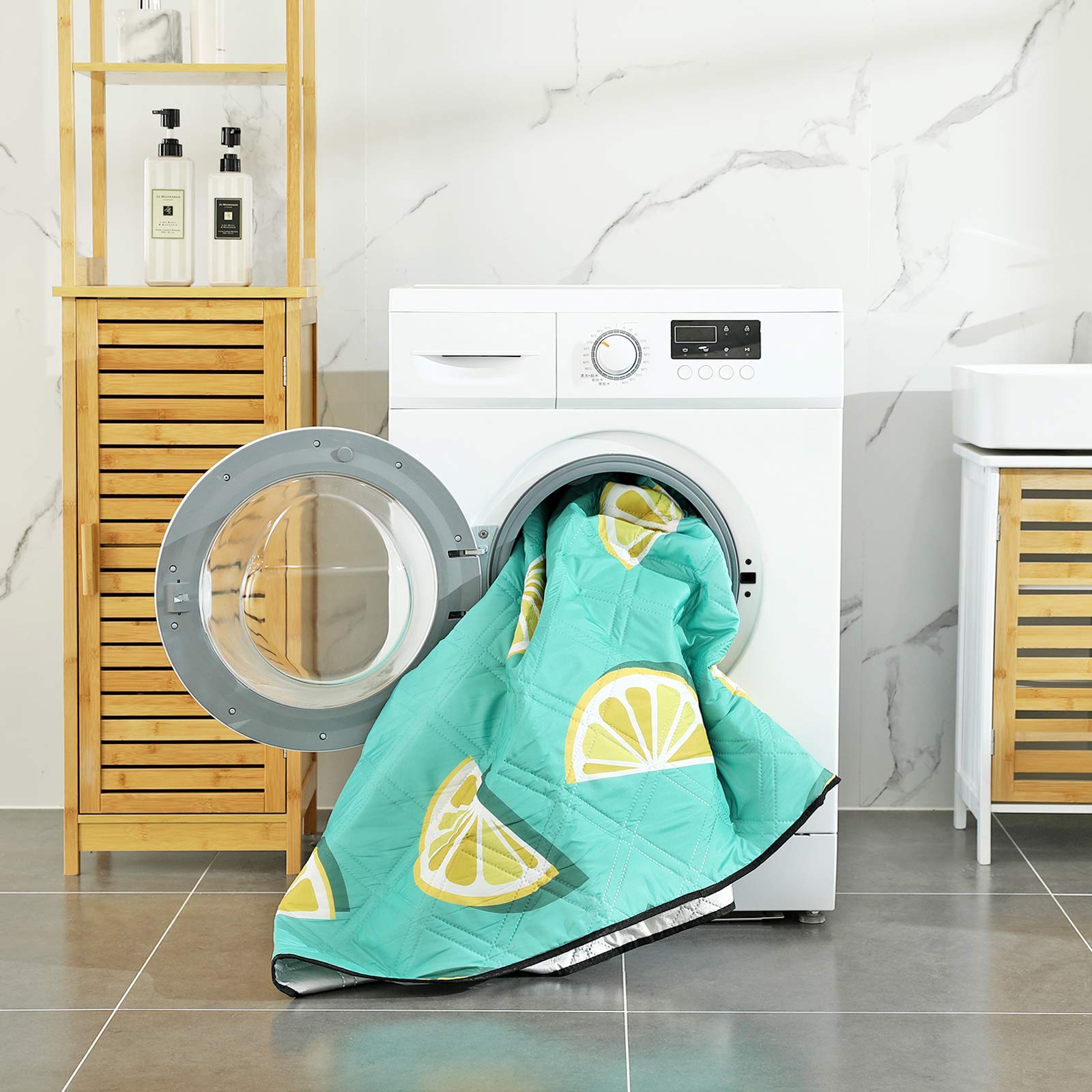 Songmics GCM87YJ coperta picnic limone 200x200 cm impermeabile