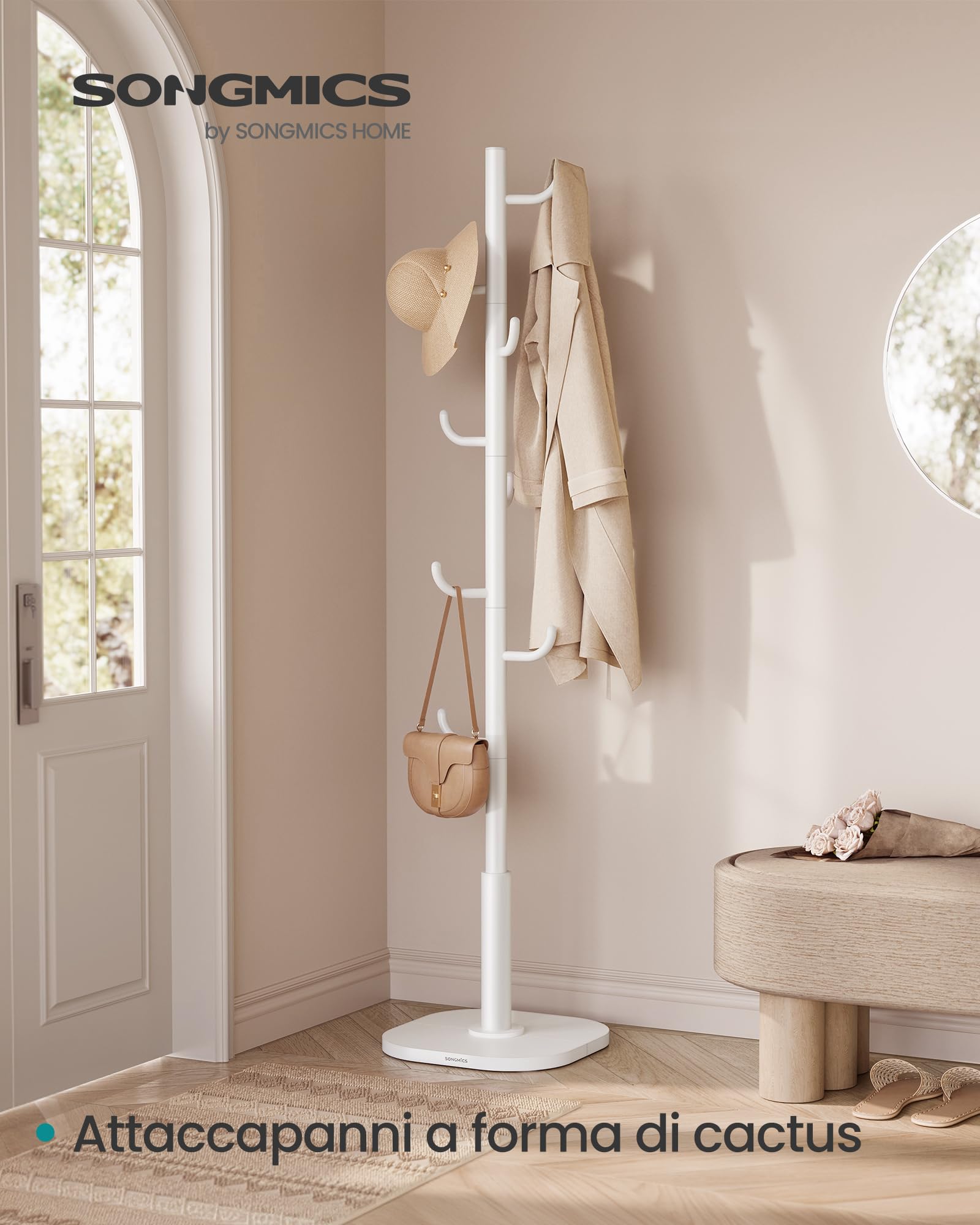SONGMICS RCR039WC01 Attaccapanni Terra Bianco Nuvola 175,3 cm
