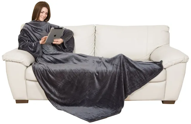 Kanguru coperta con maniche grigio 210x140 cm in pile