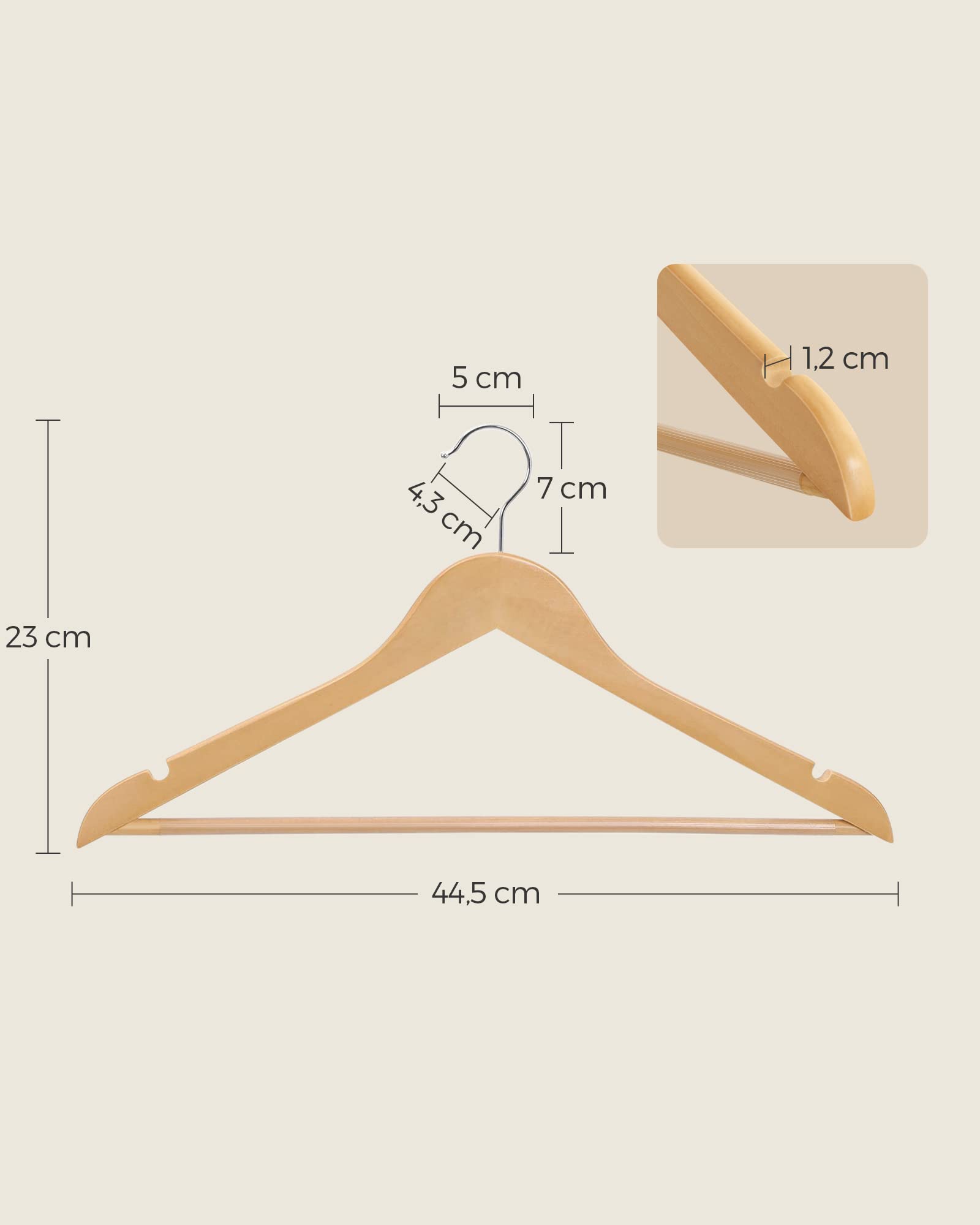 SONGMICS CRW001V2 Grucce Legno 20 Pezzi Naturale