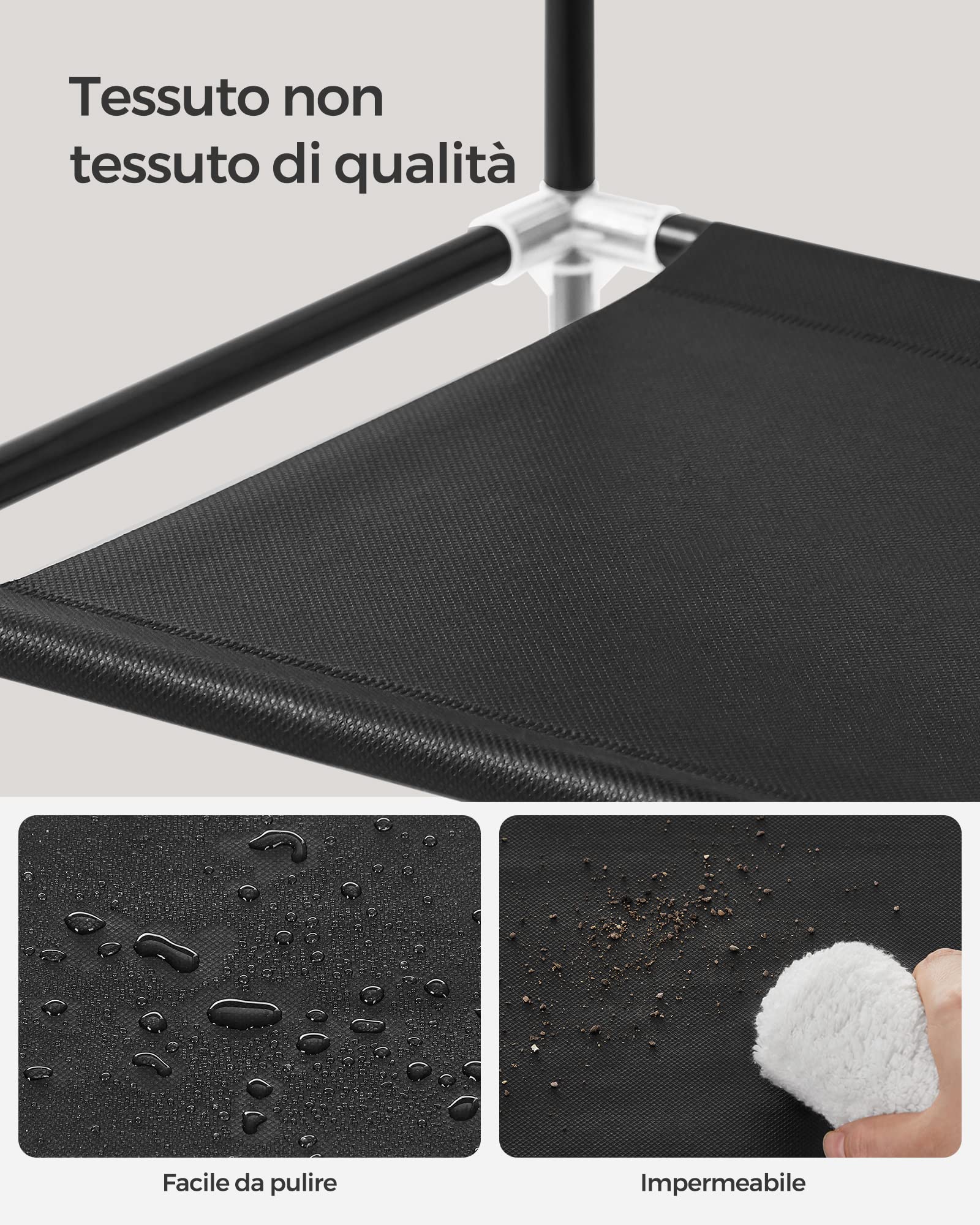Songmics scarpiera tessuto 3 ripiani nera salvaspazio