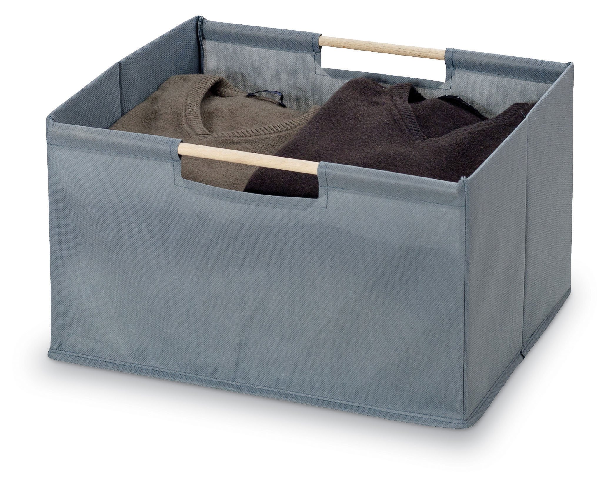 DOMO PAK Living Cesto Manici Legno 38x28x23 cm TNT