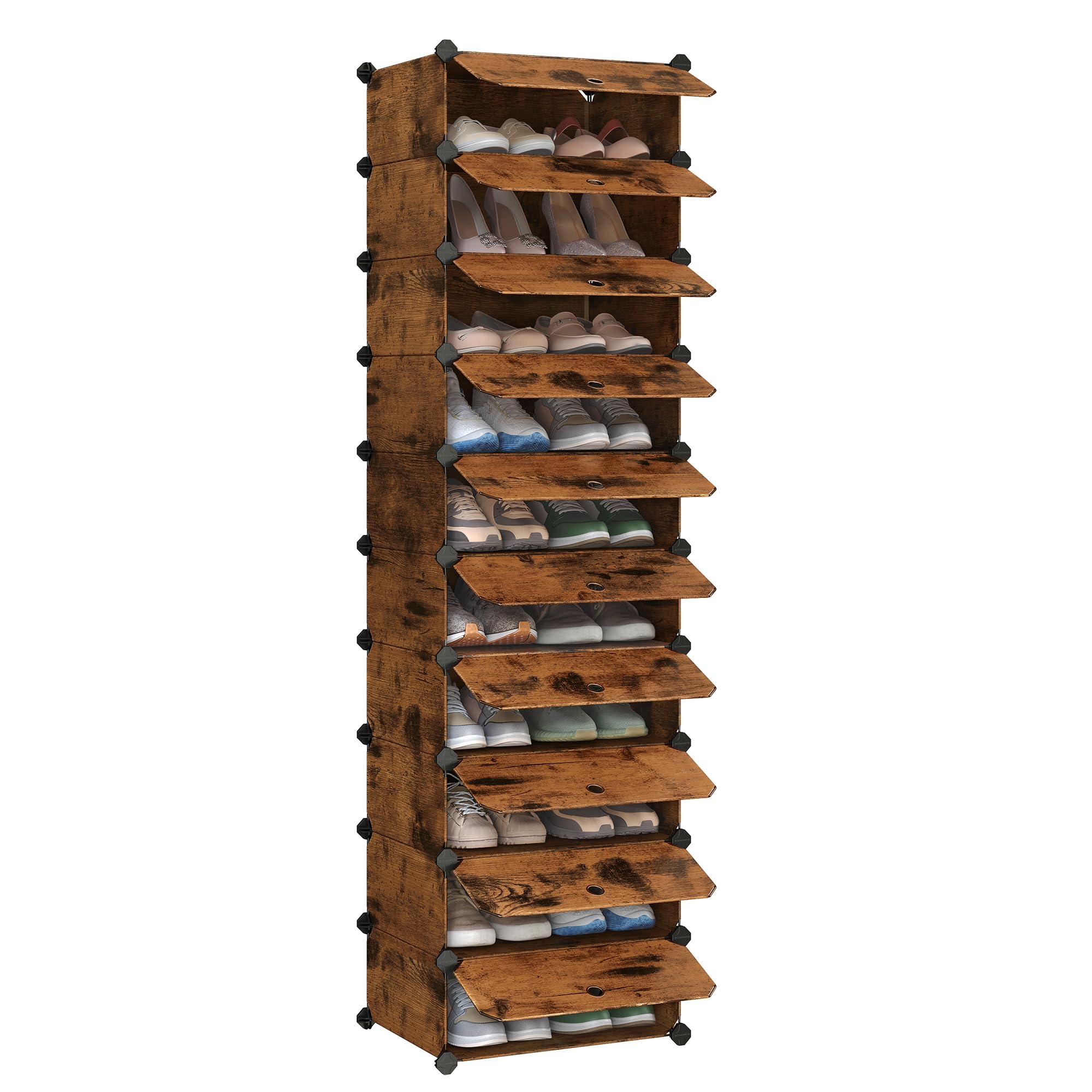 Songmics LPC010A01 scarpiera 10 scomparti marrone vintage