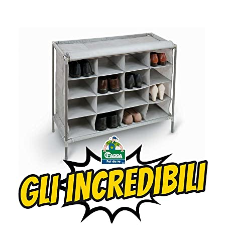 Domopak Living scarpiera grigia 16 scomparti 81x35x66 cm