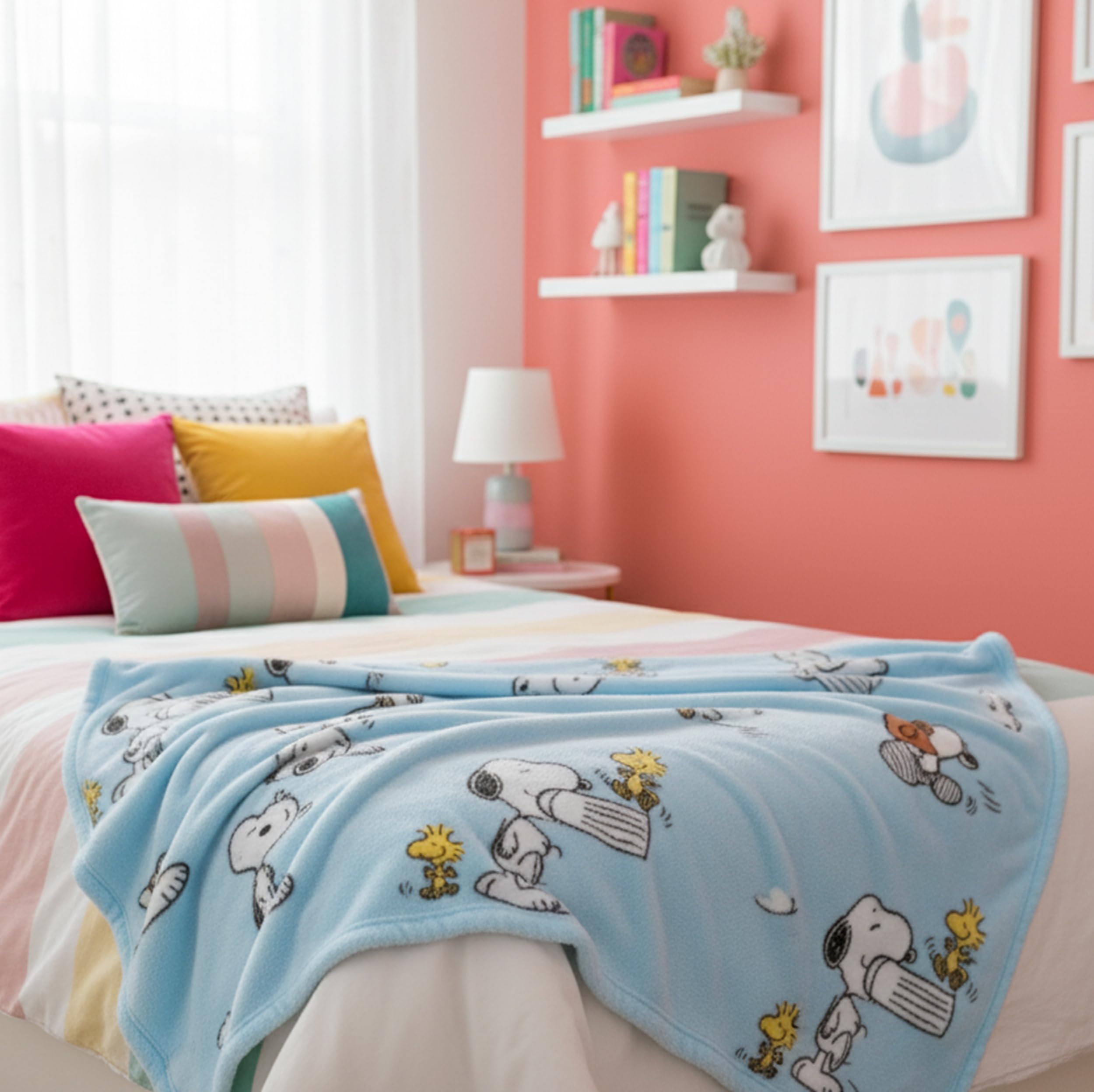Lavatelli Kanguru Snoopy coperta pile celeste 130x170 calda