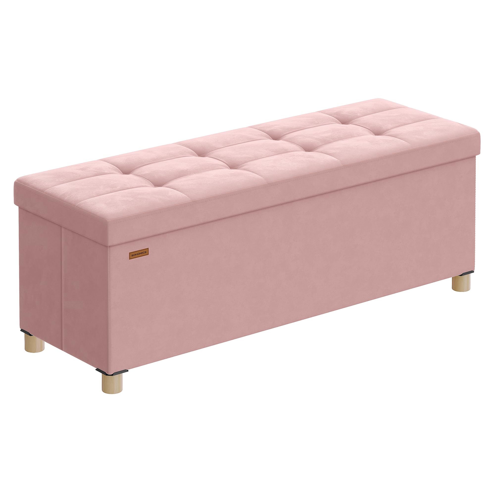 Songmics LSF0516G01 Pouf Contenitore 37 L Grigio Ardesia in Velluto