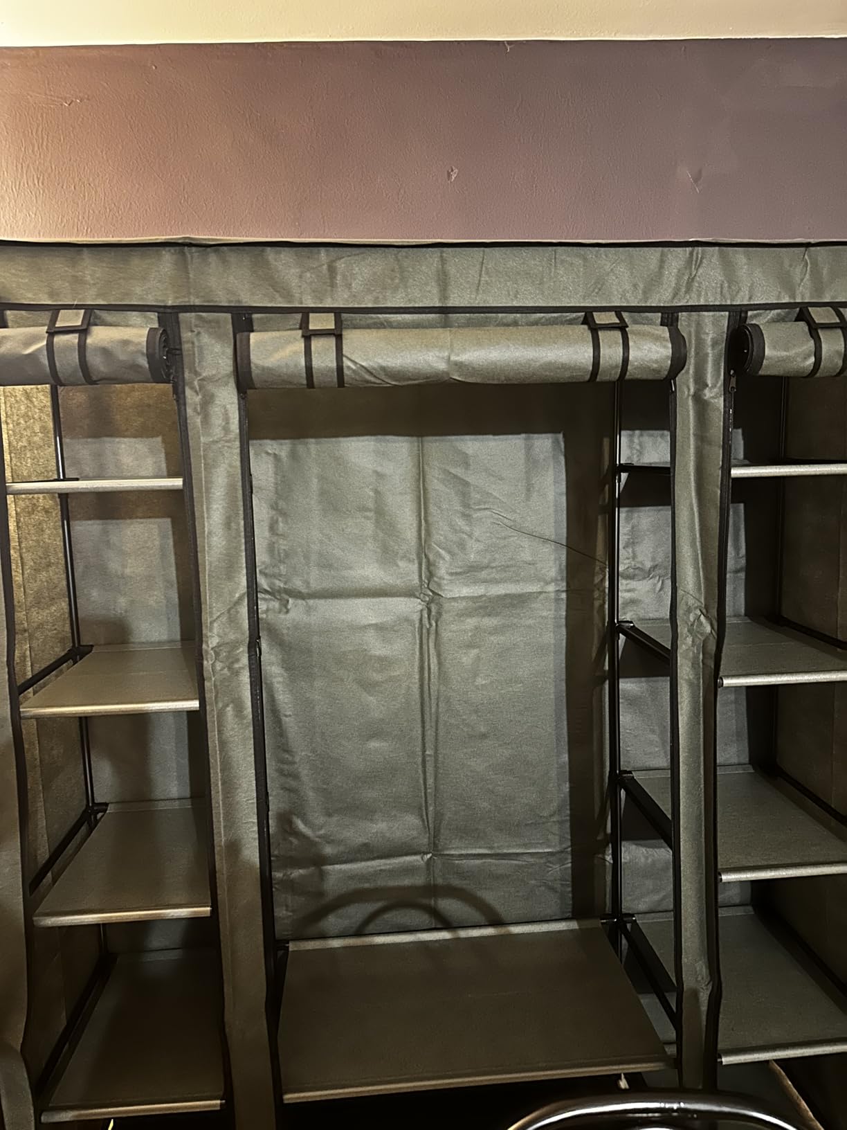 Songmics LSF03G armadio tessuto 150x45x175 cm grigio 12 ripiani