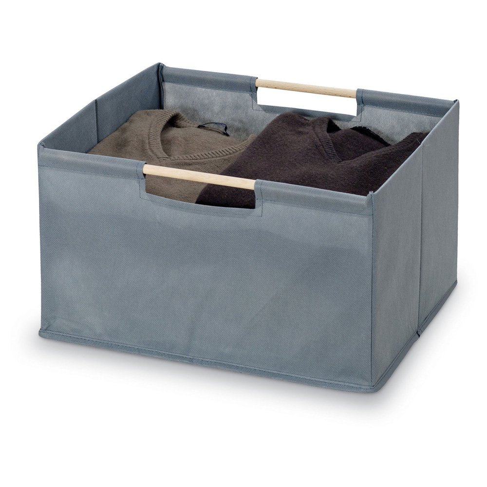 DOMO PAK Living Cesto Manici Legno 38x28x23 cm TNT