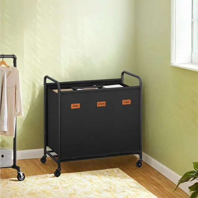 Songmics Carrello Portabiancheria 2 Scomparti con Ruote