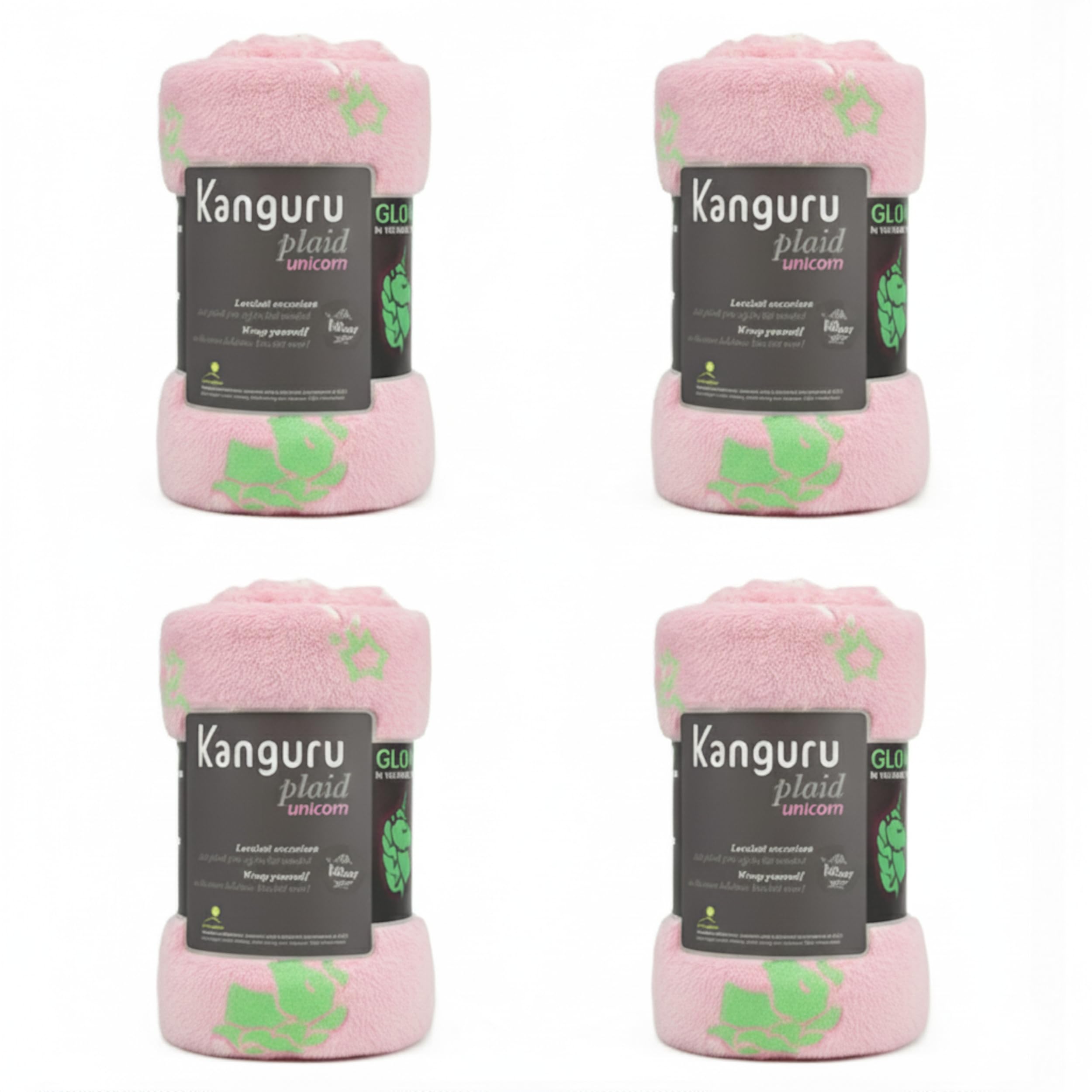 Kanguru Pigiama Party Kit Plaid 130x150 cm Rosa Unicorni 4 Pezzi