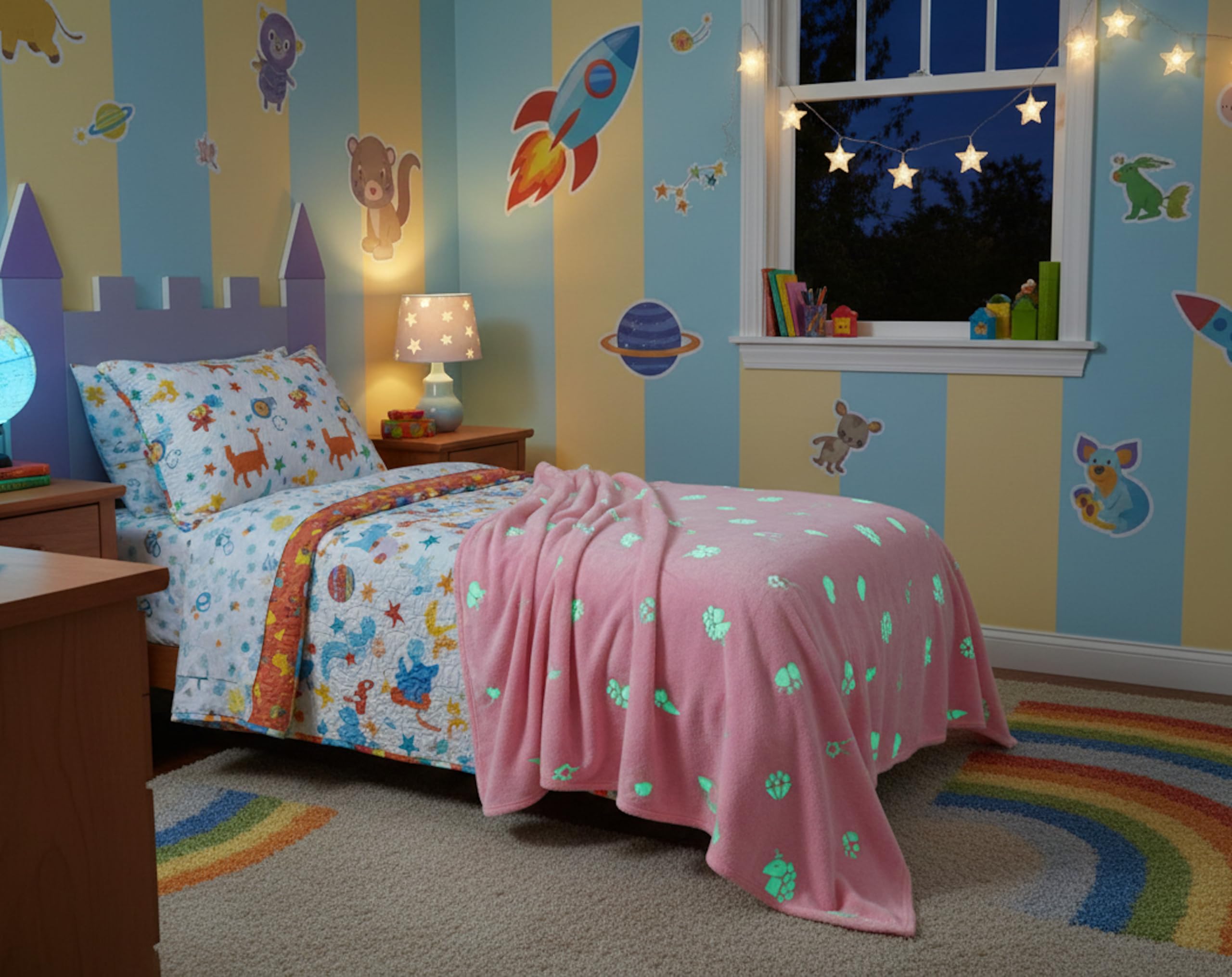 Lavatelli Kanguru Glow plaid pile 130x150 cm rosa unicorno fluo
