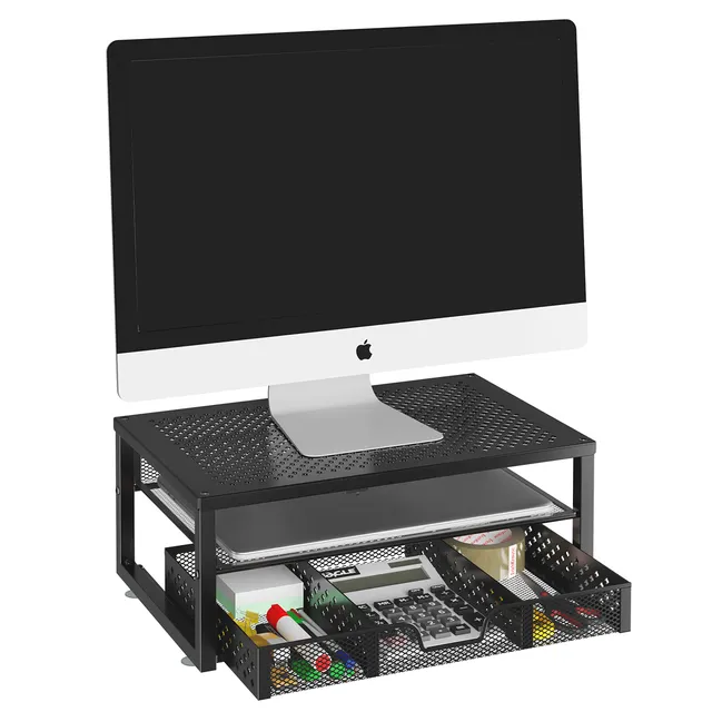 Simple Trending supporto monitor metallo nero con cassetto