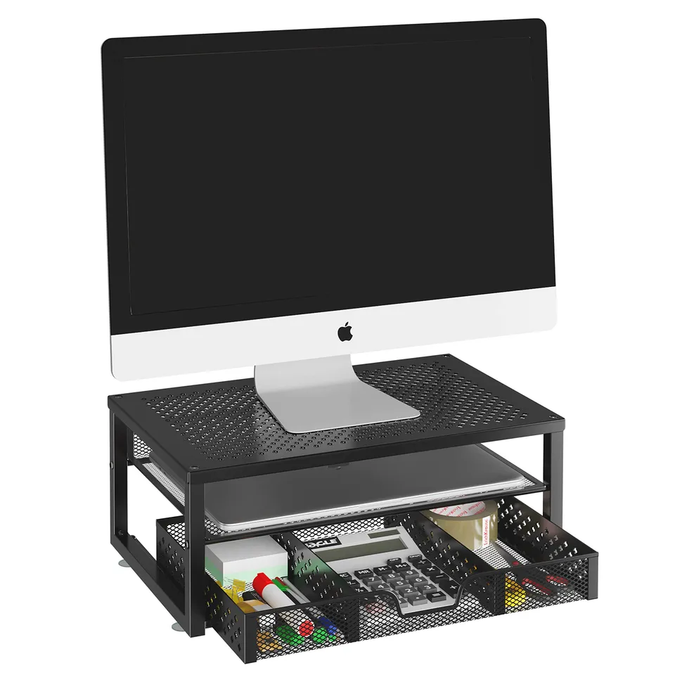 Simple Trending supporto monitor metallo nero con cassetto