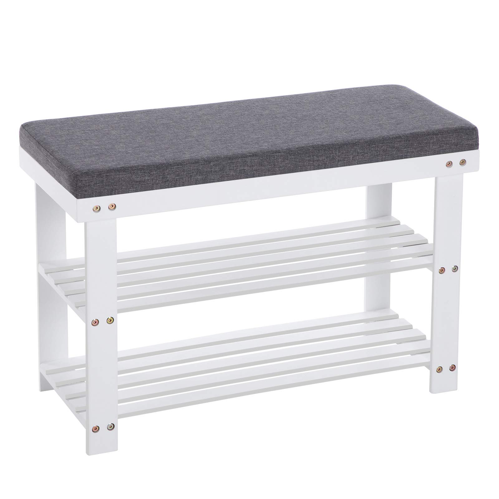 Songmics LBS604W01 panca scarpiera 2 livelli bianca 71 cm