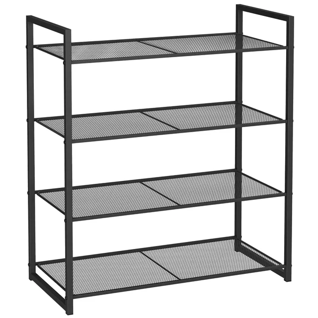 Songmics LMR084B01 scarpiera 4 livelli 63x30x72 cm nero metallo