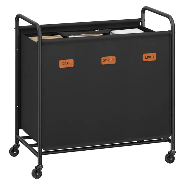 Songmics RLS330B01 carrello portabiancheria 3 scomparti 170L