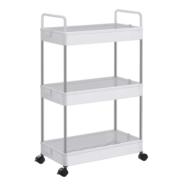 Songmics KSC019W01 carrello 3 ripiani bianco con ruote salvaspazio
