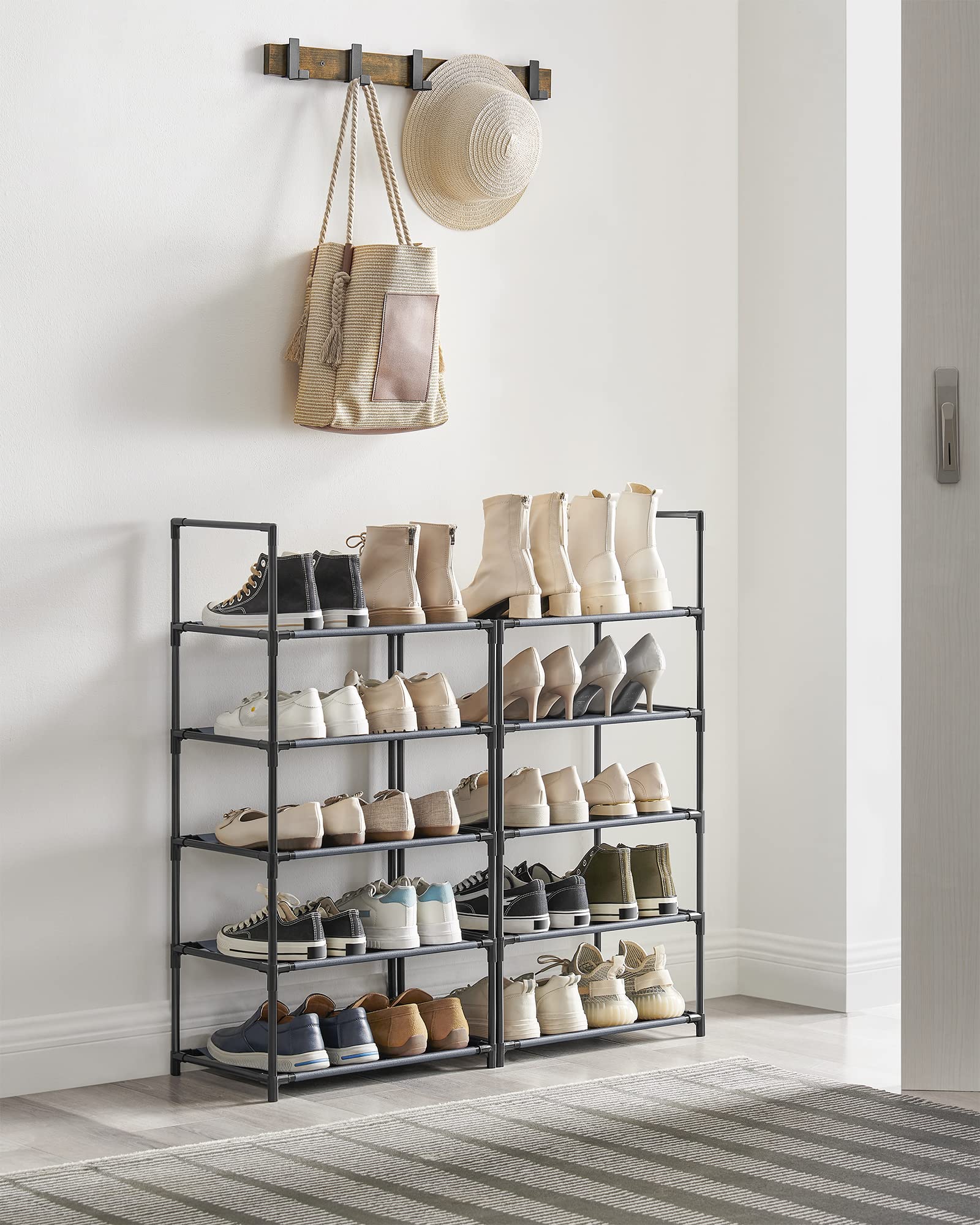 Songmics LSH010G01 scarpiera 10 ripiani grigia 28x45x173