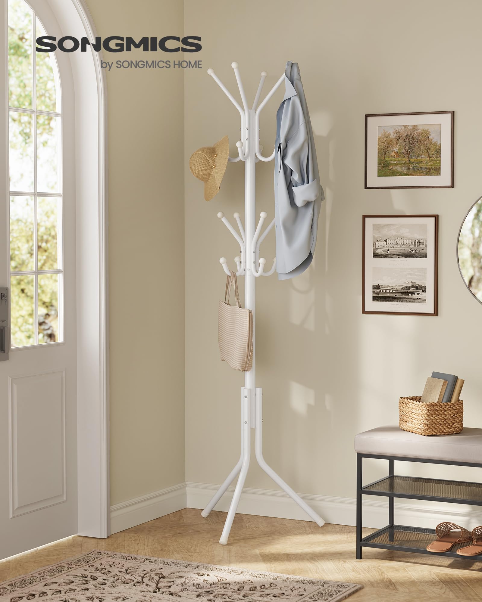 Songmics RCR081WC01 appendiabiti terra Bianco Nuvola 16 ganci