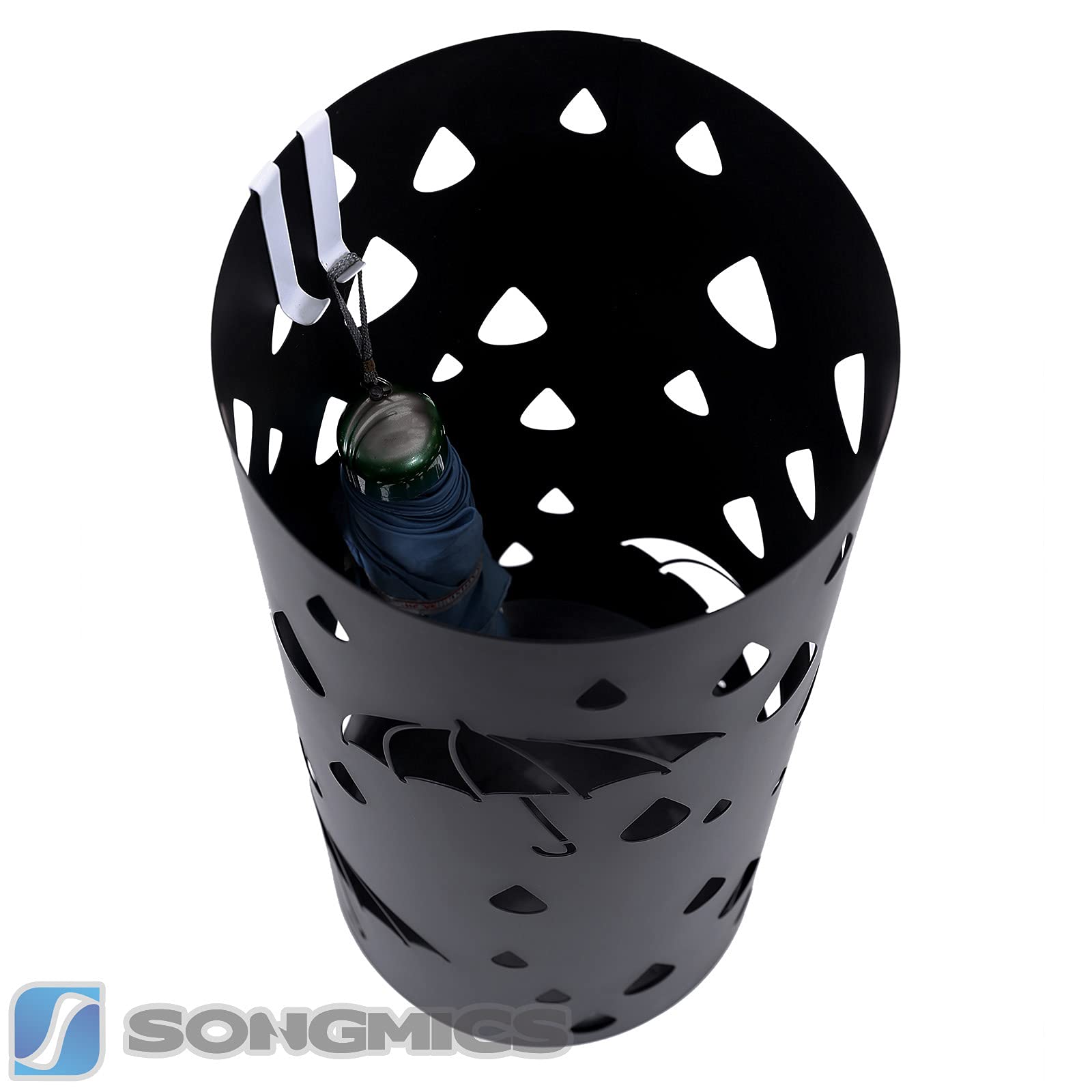 Songmics portaombrelli metallo nero rotondo 19,5x49 cm