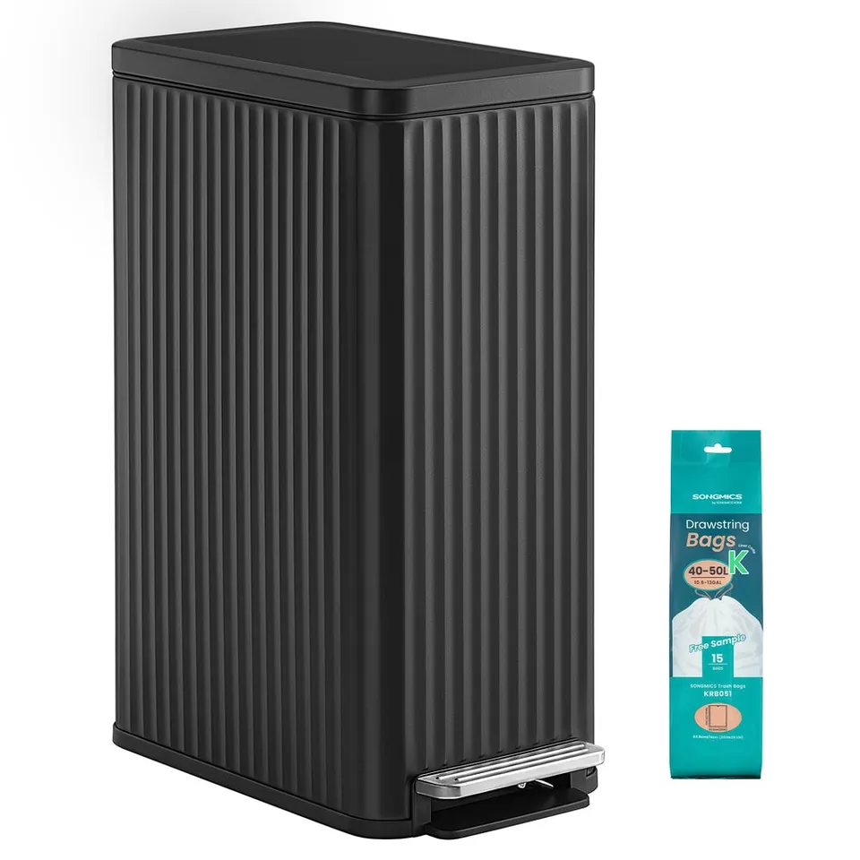 Songmics ULTB350EZ01 Pattumiera 50 L Acciaio Slim Pedale