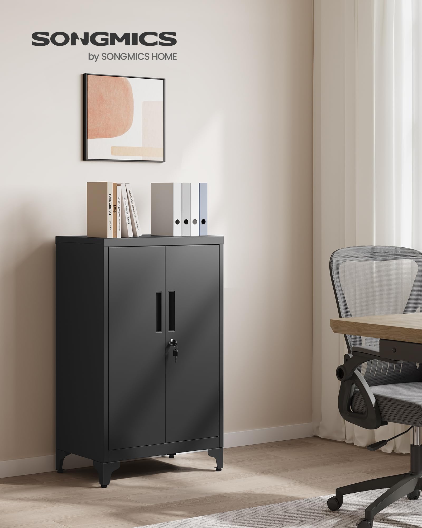 Songmics OMC012B01 armadietto metallo Nero Opaco con serratura