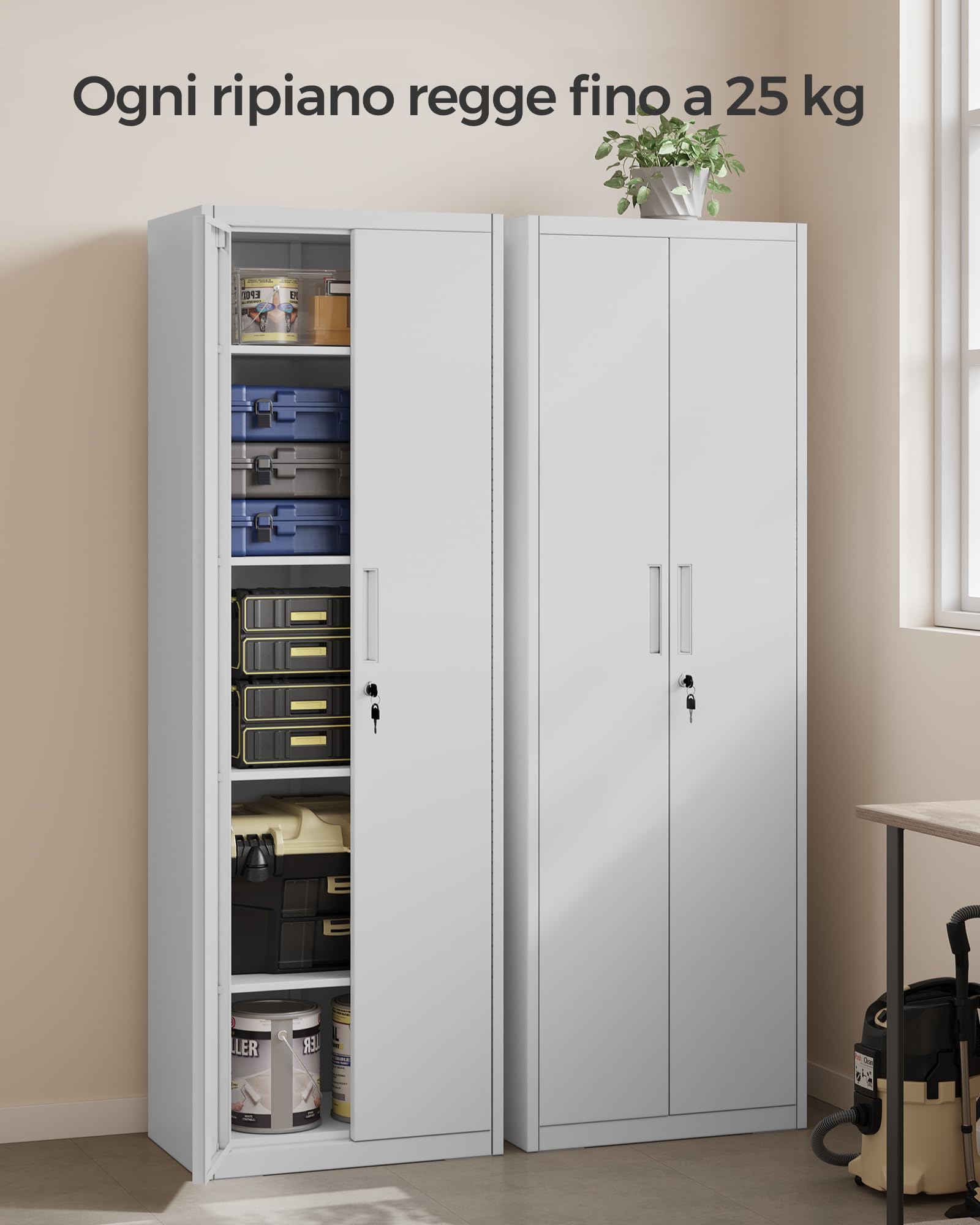 Songmics OMC014G01 armadio metallo 5 ripiani grigio 60x40x180