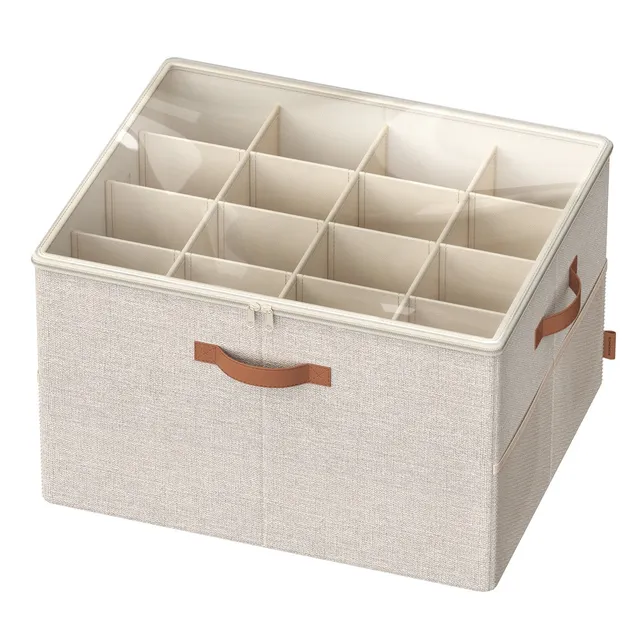 SONGMICS Organizer scarpiera tessuto 16 paia con coperchio