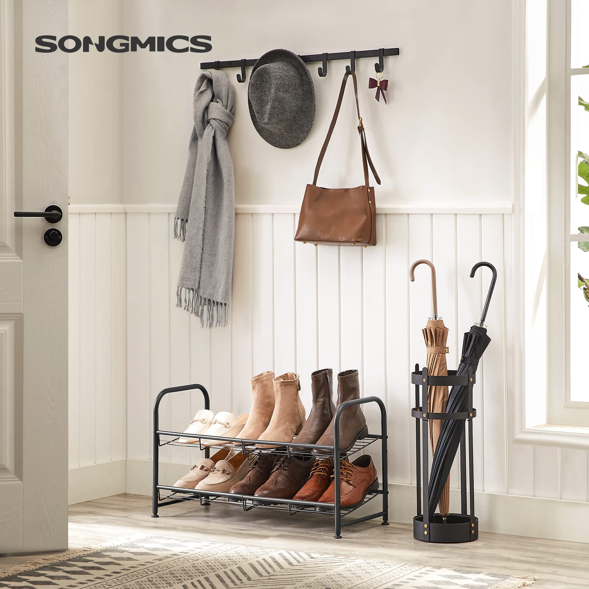 Songmics LMR065B01 scarpiera 2 ripiani nera 8 paia