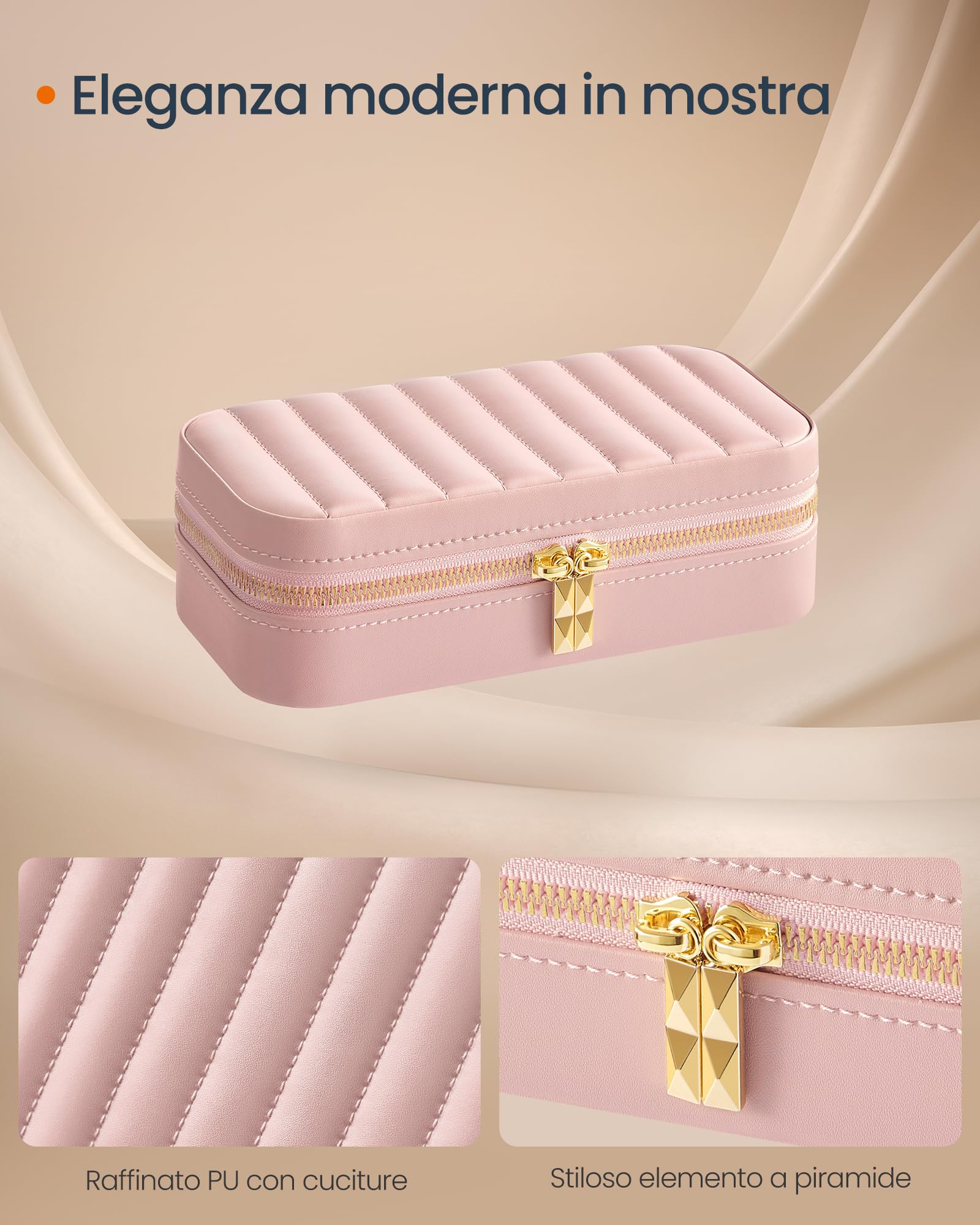 Songmics Anah JBC180S01 portagioie viaggio rosa con specchio