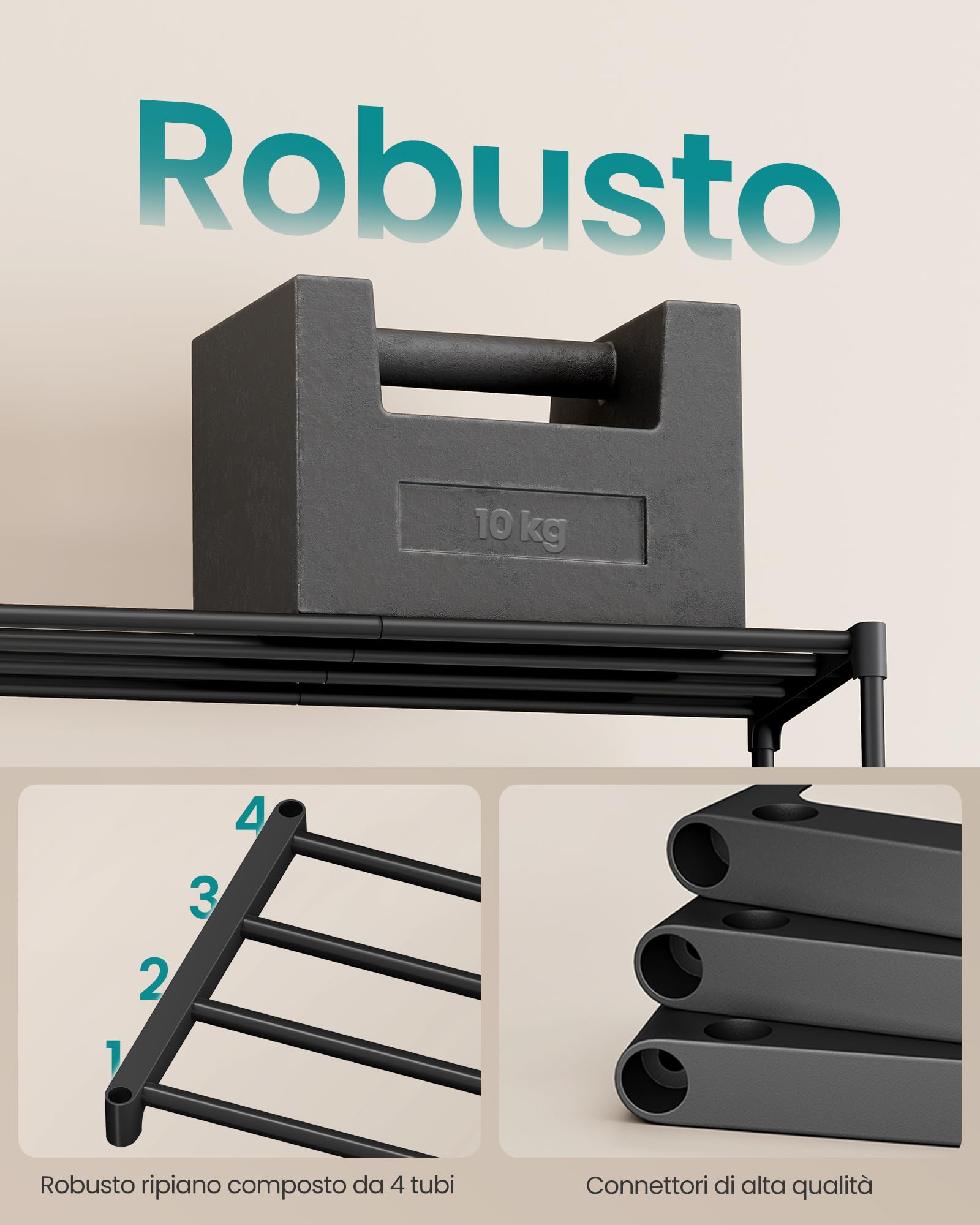 Songmics LSA112BH01 Scarpiera 2 Ripiani Nero 30x45x31 cm