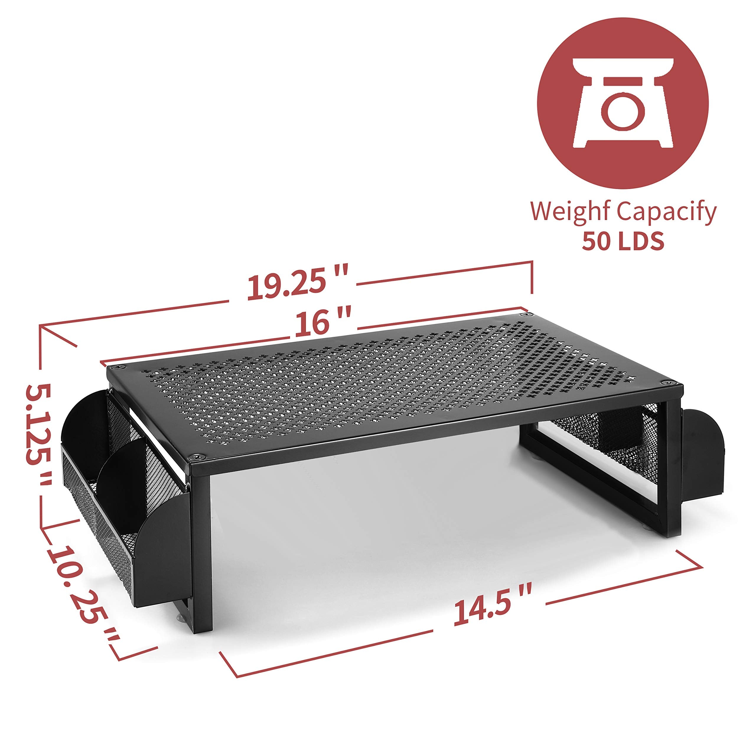 Simple Trending supporto monitor metallo nero con cassetto