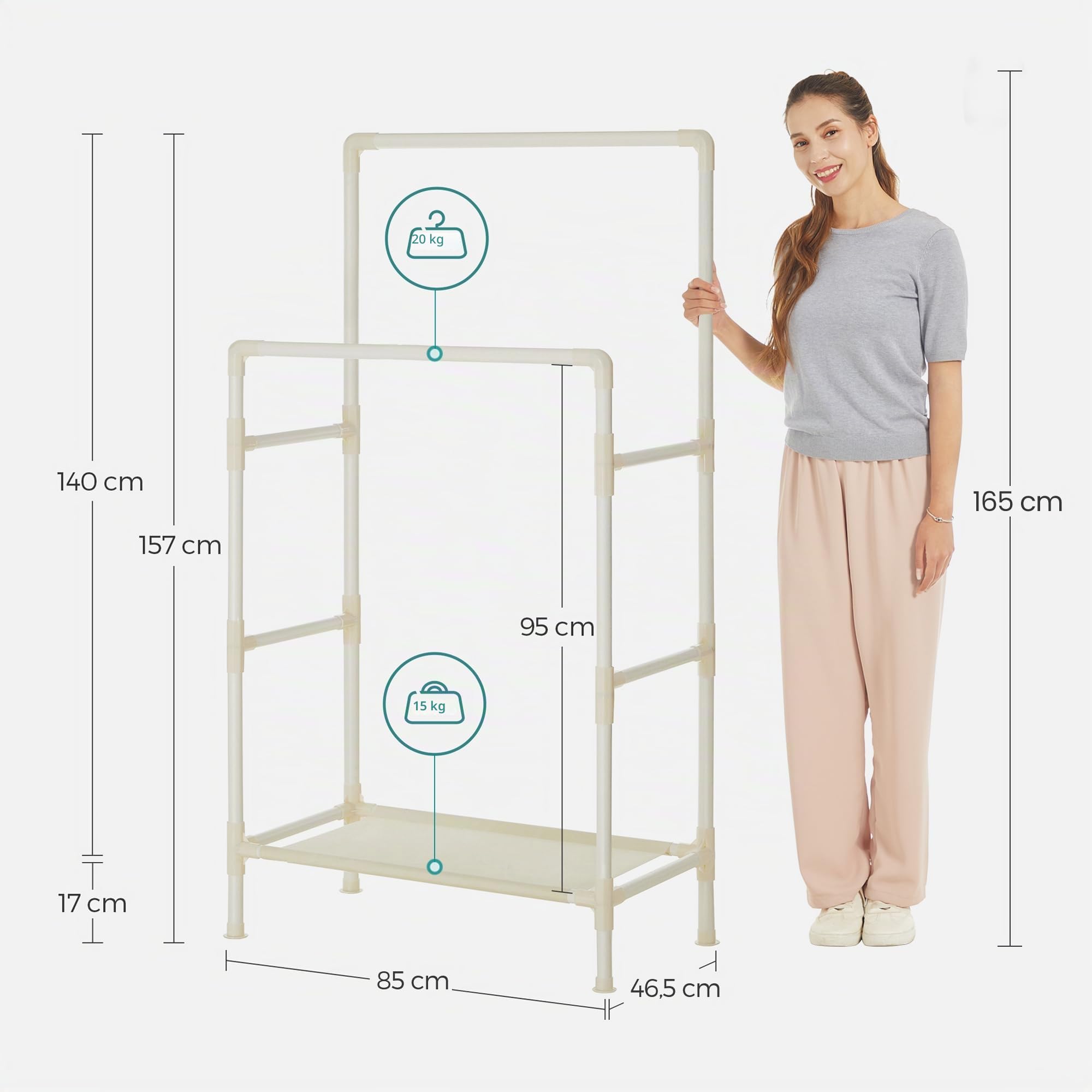 Songmics RDR01WT Stand Appendiabiti Bianco 83x157 cm