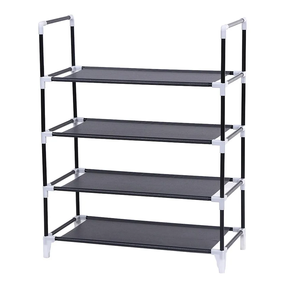 Songmics LSR04H scarpiera 4 ripiani tessuto nero 58x28x74