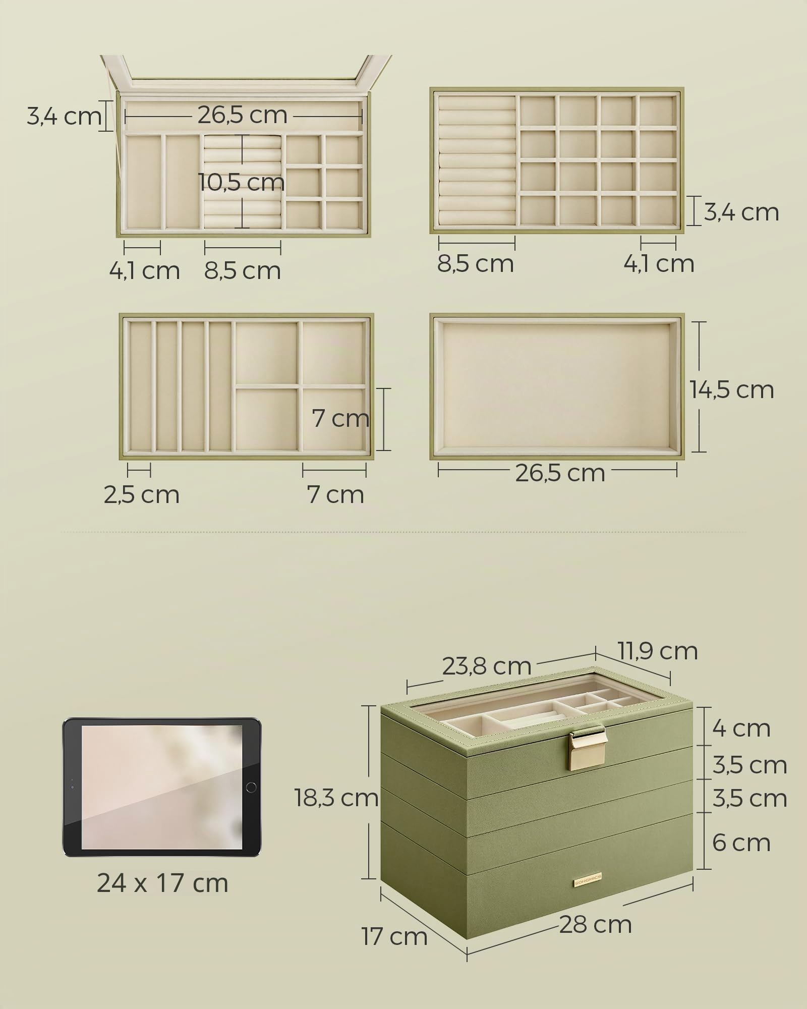 Songmics Gisella JBC164C02 portagioie 4 ripiani verde