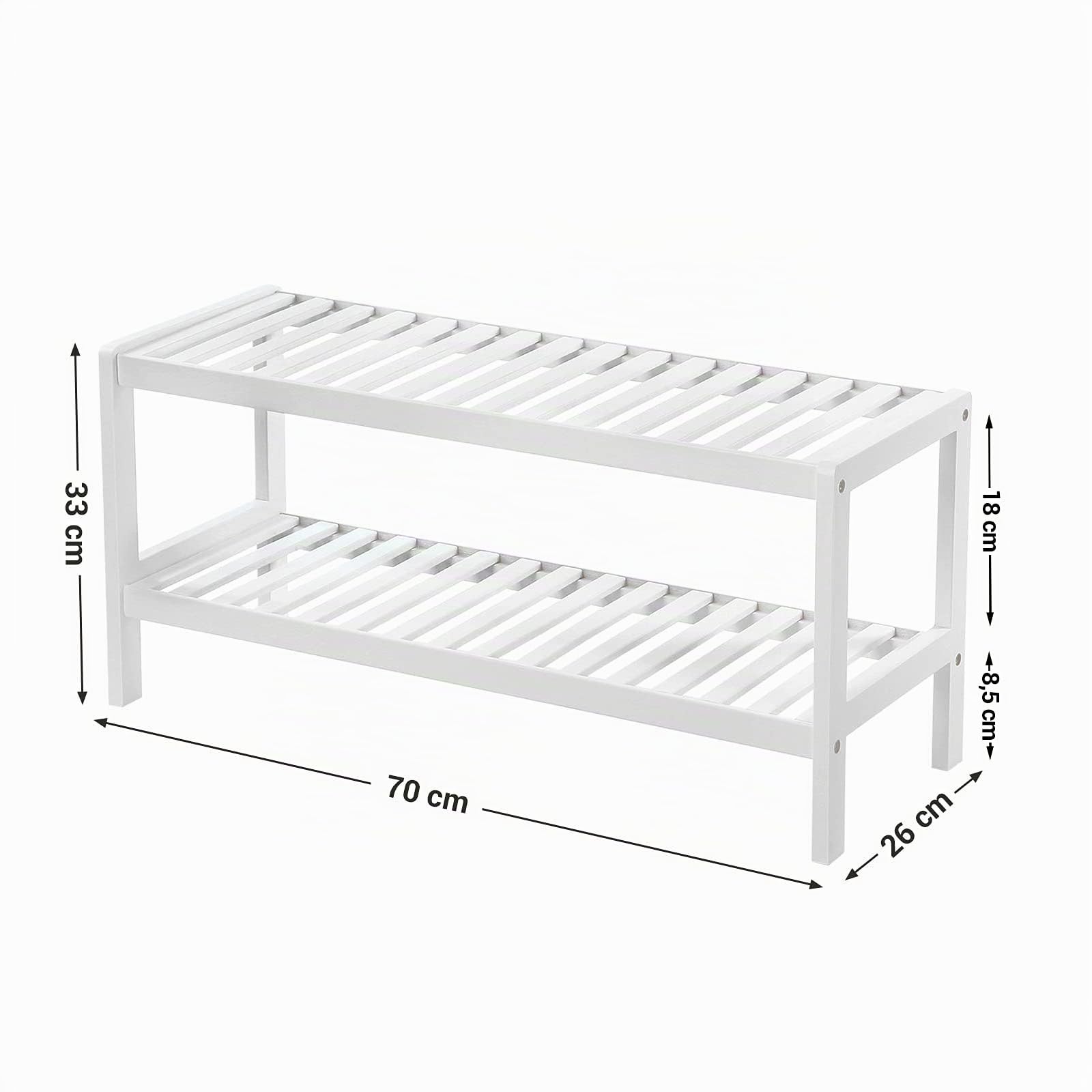 Songmics LBS02WT Scarpiera 2 Ripiani Bianco Bambù