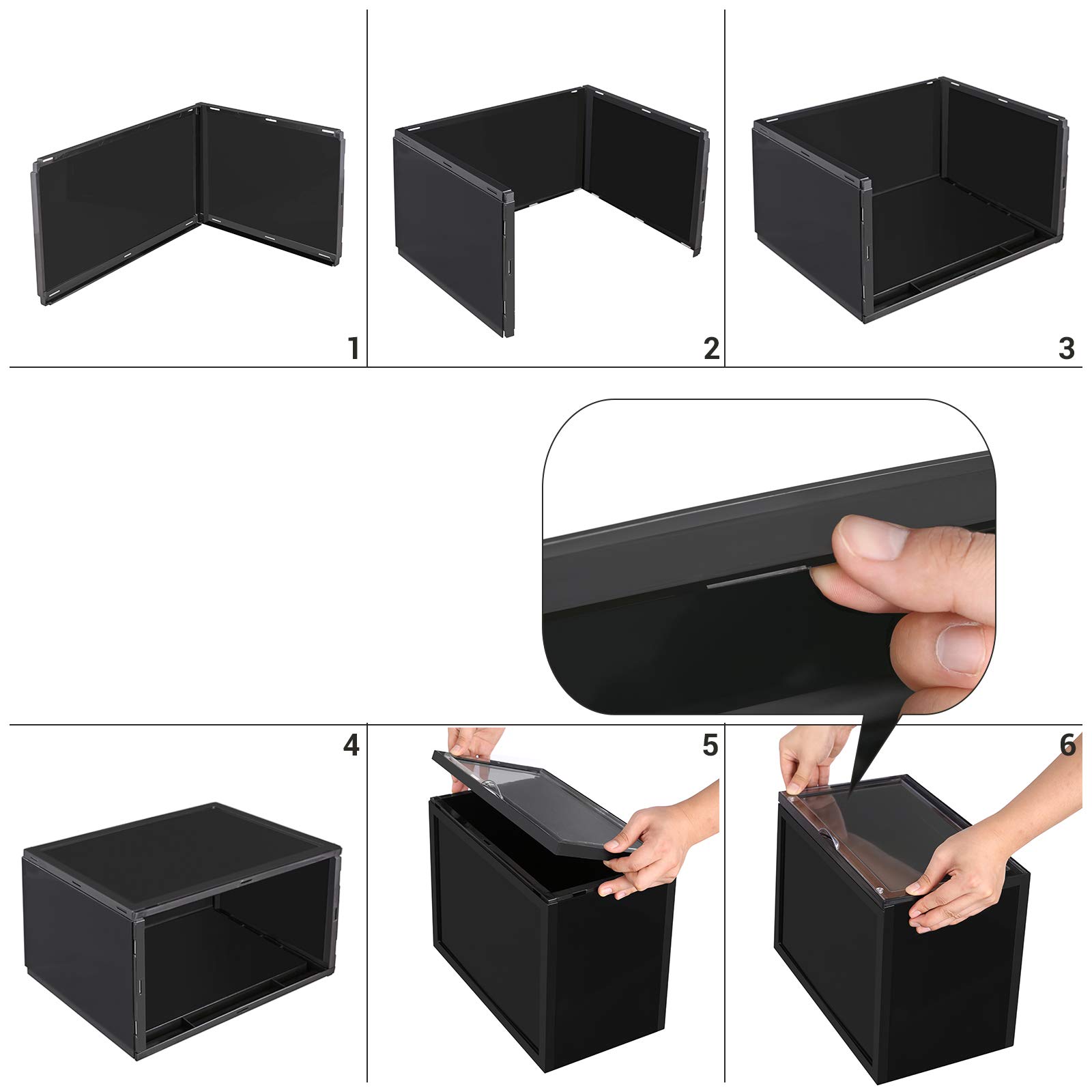SONGMICS LSP03CB Scatole Portascarpe Nero 3 Pezzi impilabili