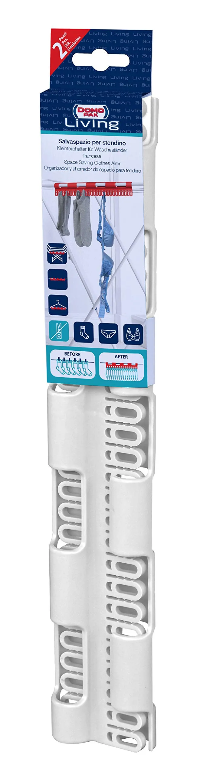 Domopak Living supporto stendino con clip 40 cm bianco 2 pezzi