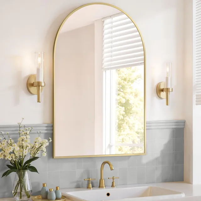 Songmics LWM011AB01 specchio parete arco 91x61 cm oro pallido